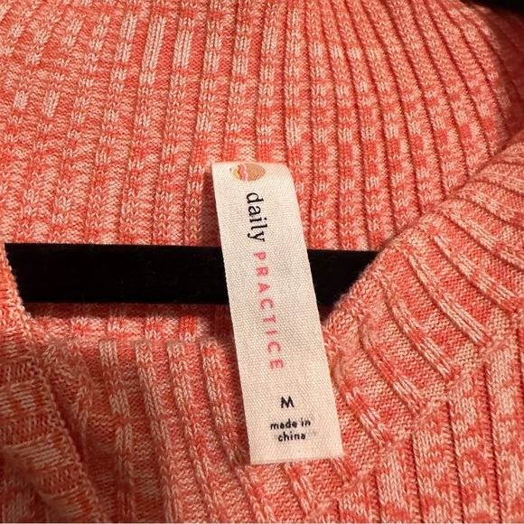 Anthro Daily Practice Ribbed Mock Neck Midi Dress Size Medium Coral Orange - Picture 4 of 6